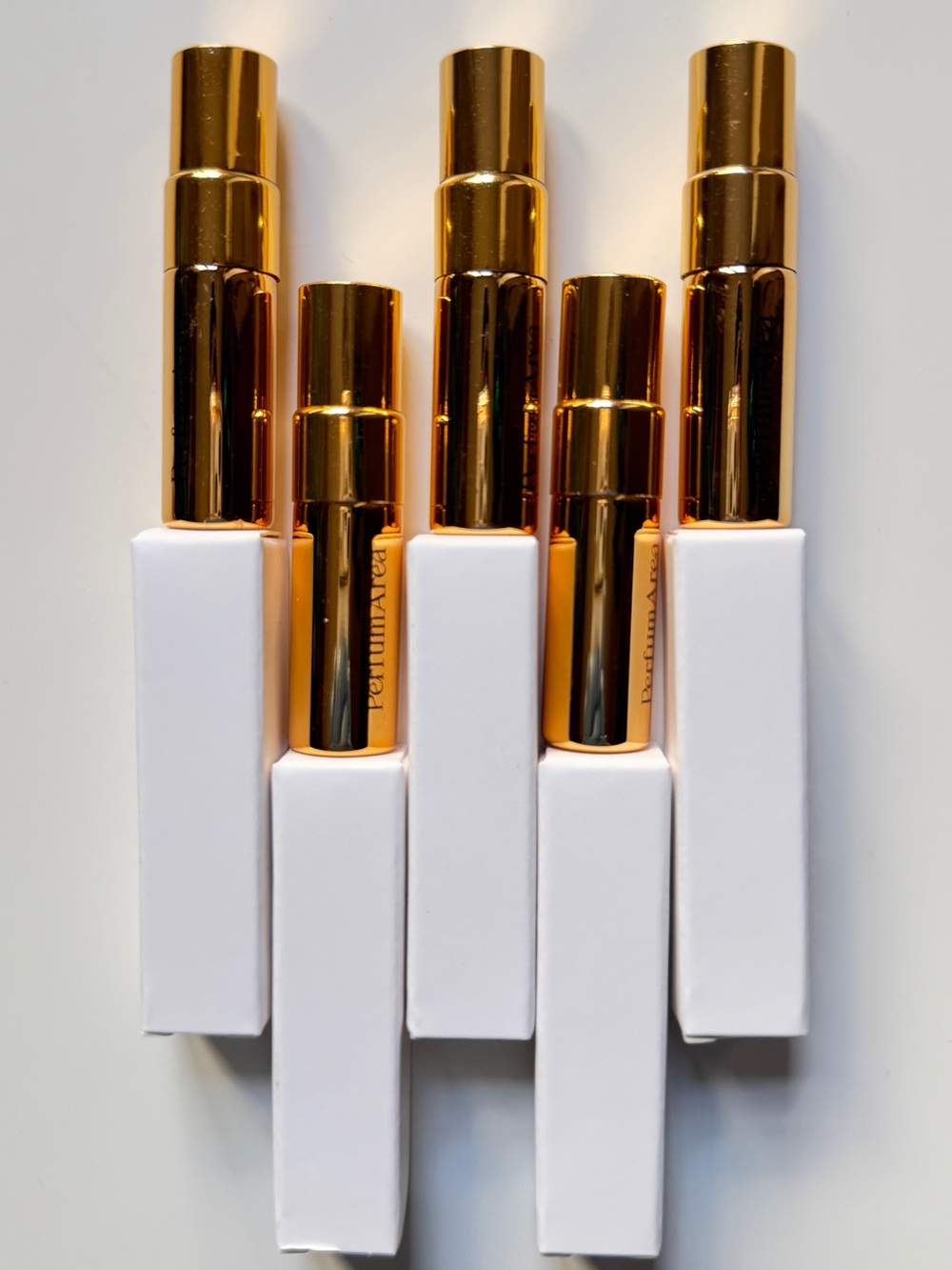 5 Empty Gold 3ml/0.1oz Refillable Perfume Atomizers Glass Fine Mist Travel Spray